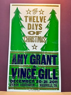 Amy Grant & Vince Gill 2011 Ryman Xmas HATCH SHOW PRiNt POsTER • $199.99