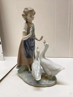 NAO By Lladro “ Girl With 2 Geese “ 1980 11  High • $55