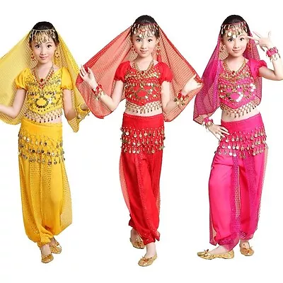 AU Kids Girl Professional Indian Dance Set Belly Dance Halloween Costumes Dress • $20.78