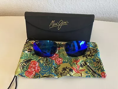 Maui Jim Nanea MJ332 02 55-17-140 Polarized Sunglasses Black Frames Blue Lens • $145