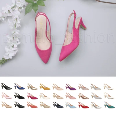 £26.99 • Buy WOMENS LADIES LOW MID HEEL 50s 60s SMART PARTY SLINGBACK SHOES SANDALS SIZE