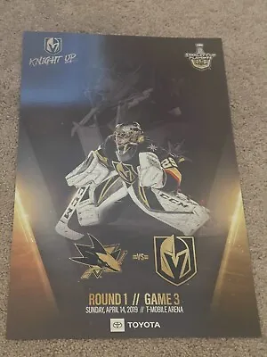 Vegas Golden Knights VGK Playoff Poster Round 1 Game 3 Marc Andre-Fleury 2019 • $22