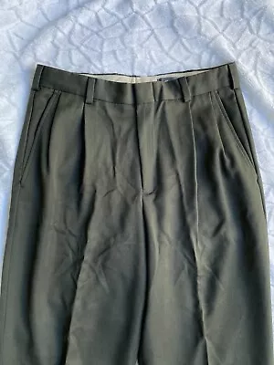 Eddie Bauer Mens Dress Pants Slacks 31/32 Olive Green 100% Wool Long • $8