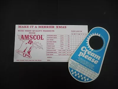 Original Amscol Milk Cream Yogurt Xmas Order Forms & Bottle Topper • $15