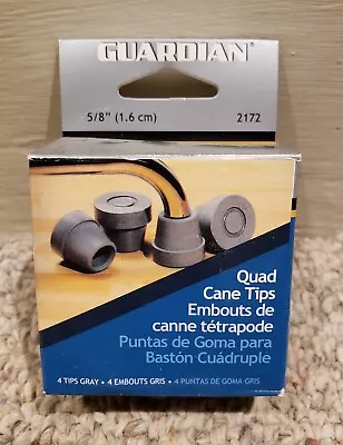 Guardian Quad Cane Tips 5/8  (1.6 Cm) Metal Reinforced 4 Count Gray 2172 • $9.95