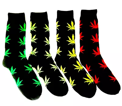 Mens Weed Leaf Print Socks 3 Pairs Cannabis Ganja Marijuana Adults Fashion 6 -11 • £4.99