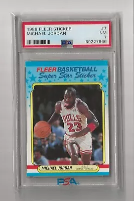 1988 Fleer Sticker #7 Michael Jordan Hof Psa 7 Near Mint • $108.99