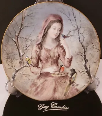 D'Arceau LIMOGES Winter La Jeune Fille D'Hiver Guy Cambier 1978 Porcelain Plate • $10