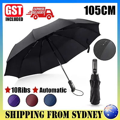 $8.78 • Buy 10Ribs Automatic Umbrella Auto Open Close Compact Folding Anti Rain Windproof AU