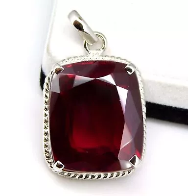 108.90 Ct Red Ruby Cushion Solid 925 Sterling Silver Stunning Pendant For Unisex • $62.99