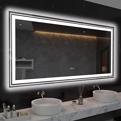 70/80/90/105/120CM Large LED Bathroom Mirror Antifog Wall Makeup Mirror UL IP65 • $229.96