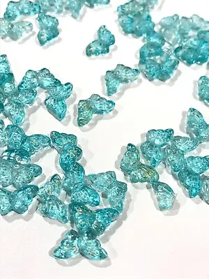 50 Butterfly Glass Beads 8*15*4mm Gold Sprinkled Turquoise Jewellery Making AU • $5.99