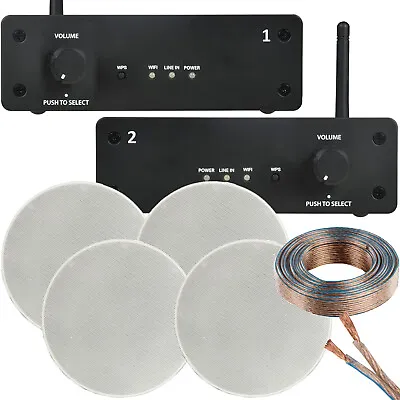 £399.99 • Buy Multi Zone WiFi Ceiling Speaker System 2 Room 80W Wireless Music Streaming Kit