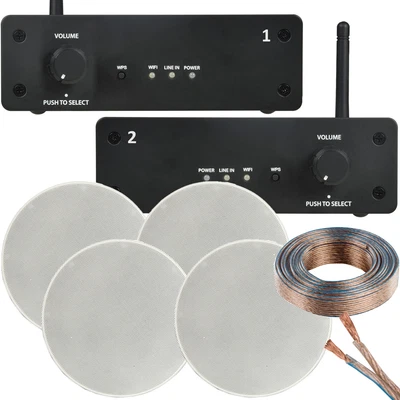 £399.99 • Buy Multi Zone WiFi Ceiling Speaker System 2 Room 80W Wireless Music Streaming Kit