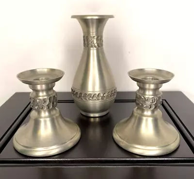 Selandia Pewter Vase And Matching Candle Sticks • $34