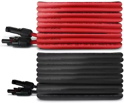 TEMCo 8 AWG Solar Panel Extension Cable - 100 Feet Black + 100 Feet Red • $154.95