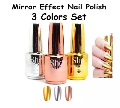 S.he Metallic Magic Mirror Effect Chrome Nail Polish Nail Vanish 3 Color SET • $9.75