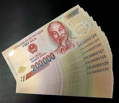 Vietnam 1 Million Dong = 200000$ X 5 Notes. UNC Condition Consecutive Notes • $64