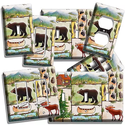 Hunting Cabin Fever Moose Bear Fishing Light Switch Outlet Wall Plate Room Decor • $17.99