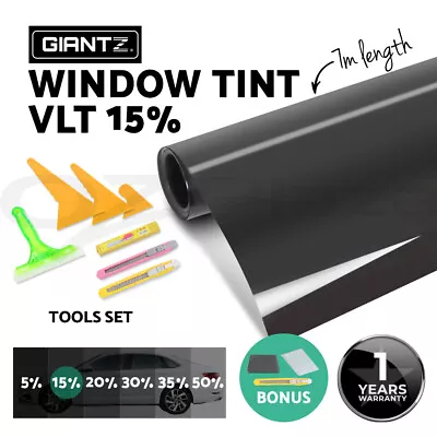 Giantz Window Tint 15% VLT 76cm X 7m Film Black Roll  Car Home Tinting Tools Kit • $29.95