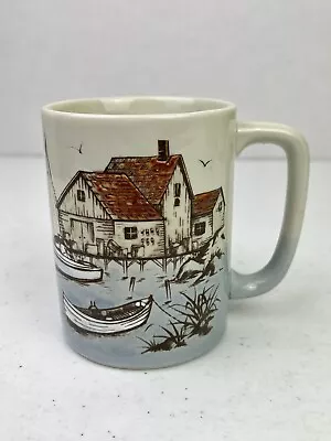 Vintage Otagiri Nautical Seaside Fishing Village Coffee Mug Made In Japan • $18