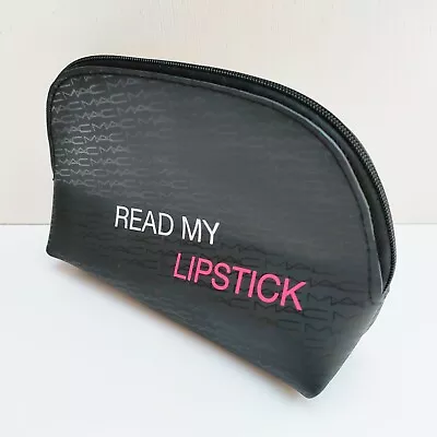 1x MAC  Read My Lipstick  Black Makeup Cosmetics Bag Travel Toiletry Pouch NEW • $13.95