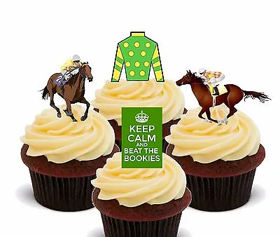 Horse Racing Edible Cup Cake Toppers Standup Fairy Decorations Grand National • £2.99