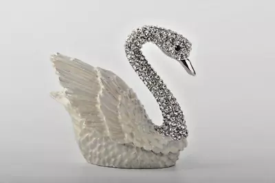 Keren Kopal  White Swan  Trinket Box Decorated With Austrian Crystals • $89