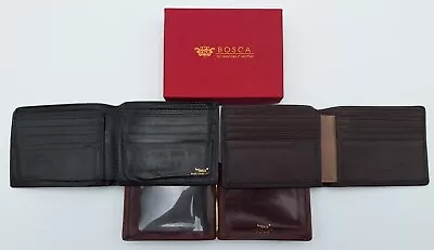 BOSCA Men’s Leather Bifold Executive ID Wallet Lot Of 3! 2 Brown 1 Black • $64.99