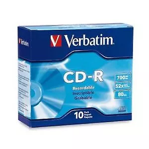 Verbatim CD-R 700MB 10Pk Slim Case 52x 94935 • $20.60