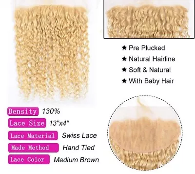 10INCHES BRAZILIAN BLONDE 613# LACE FRONTAL 13x4 EAR TO EAR WATER WAVES 12A 90g • £119