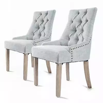 La Bella 2 Set Grey French Provincial Dining Chair Amour Oak Leg • $277.95