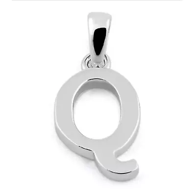 Block Letter Initial Q Pendant Necklace Solid 925 Sterling Silver • $13.26