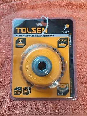  Tolsen 4  Cup Brush Knotted Twisted Wire Wheels Angle Grinder 5/8 -11 #77569 • $10