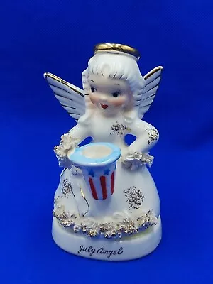 Vintage Napco July Birthday Girl Angel Figurine Spaghetti Trim  #A1367 • $20