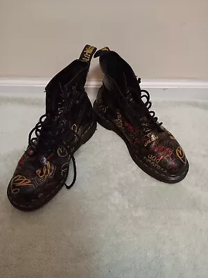 VTG Dr Martens Women’s Combat Boots England Made 8 Eye 1640 Graffiti Sz 8.5 Rare • $50