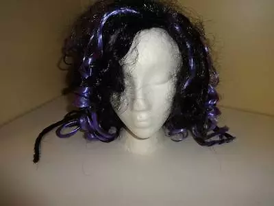 Purple Curls Black Curly Hair Wig Halloween Women's OSFM Costume Medusa • $14.99