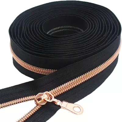 #5 Rose Gold Metallic Nylon Coil Zippers By The Yard Bulk Coil Zipper Roll 10 Ya • $24.74