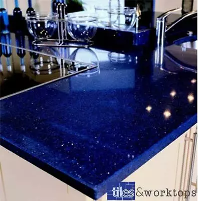 £479 • Buy Stardust Dark Blue Sparkling Quartz Kitchen Worktop   3000mm X 700mm X30mm