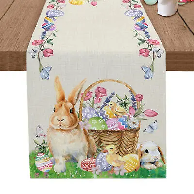 Easter Table Runner 72x13in Happy Easter Spring Colorful Table Cloth Decoration • £10.69