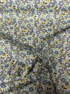 Turquoise & Blue “Devon” Floral 100% Cotton Poplin Fabric. Per Metre • £5.99