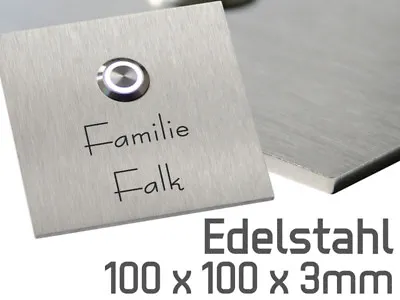 Designer Bell Doorbell Bell Plate Stainless Steel V2A 100mmx100mm + Engraving Qo3 • £33.82