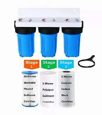 $245 • Buy 10  X 4.5  Big Blue Triple Whole House Water Filter System 3 Stages Rain Tank