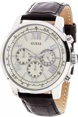 Guess U0380G2 Men's Brown Leather Band Quartz Dressy Chronograph Analog Watch • $70.49