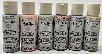 Martha Stewart 2oz Confetti Glitter Acrylic Craft Paint Lot Of 6 Different Paint • $19.99