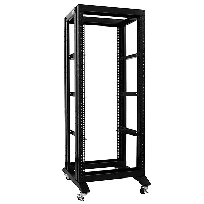 27U 4 Post Open Frame Network Server Rack 19  17  Deep With 3 Pairs Of L Rails • $209.97