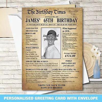 £4.39 • Buy 65th Back In 1958 PHOTO Birthday Greeting Card Gift Back In Edition Ago News 151