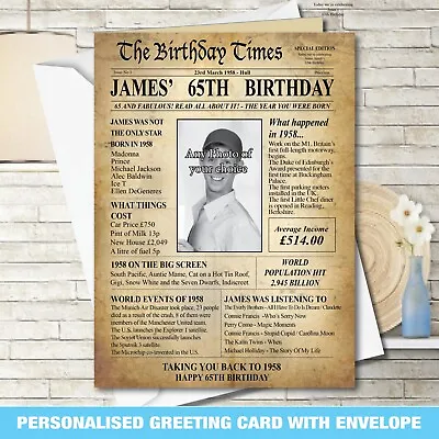 65th Back In 1959 PHOTO Birthday Greeting Card Gift Back In Edition Ago News 151 • £4.64