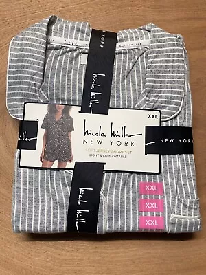 Nicole Miller Soft Jersey Short Pajama Set ( 2XL - Gray Stripes ) • $24.99
