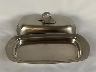 Vtg Gense Stainless Steel Butter Dish For A 1/4 Of Butter Stick With Lid Sweden • $21.81